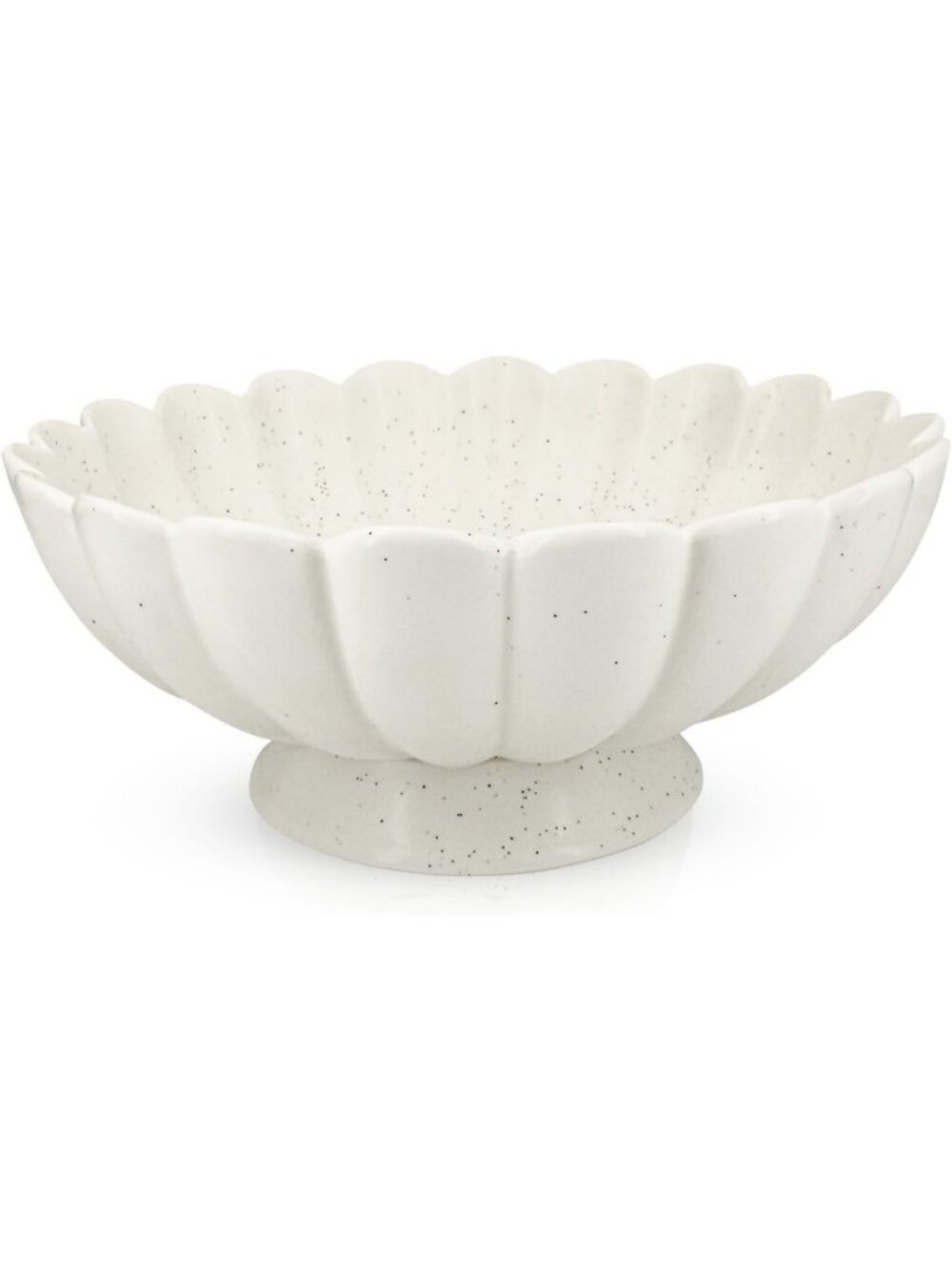 Elegant 10.6" White Ceramic Fruit Bowl - Fluted Scalloped Design for Home Decor